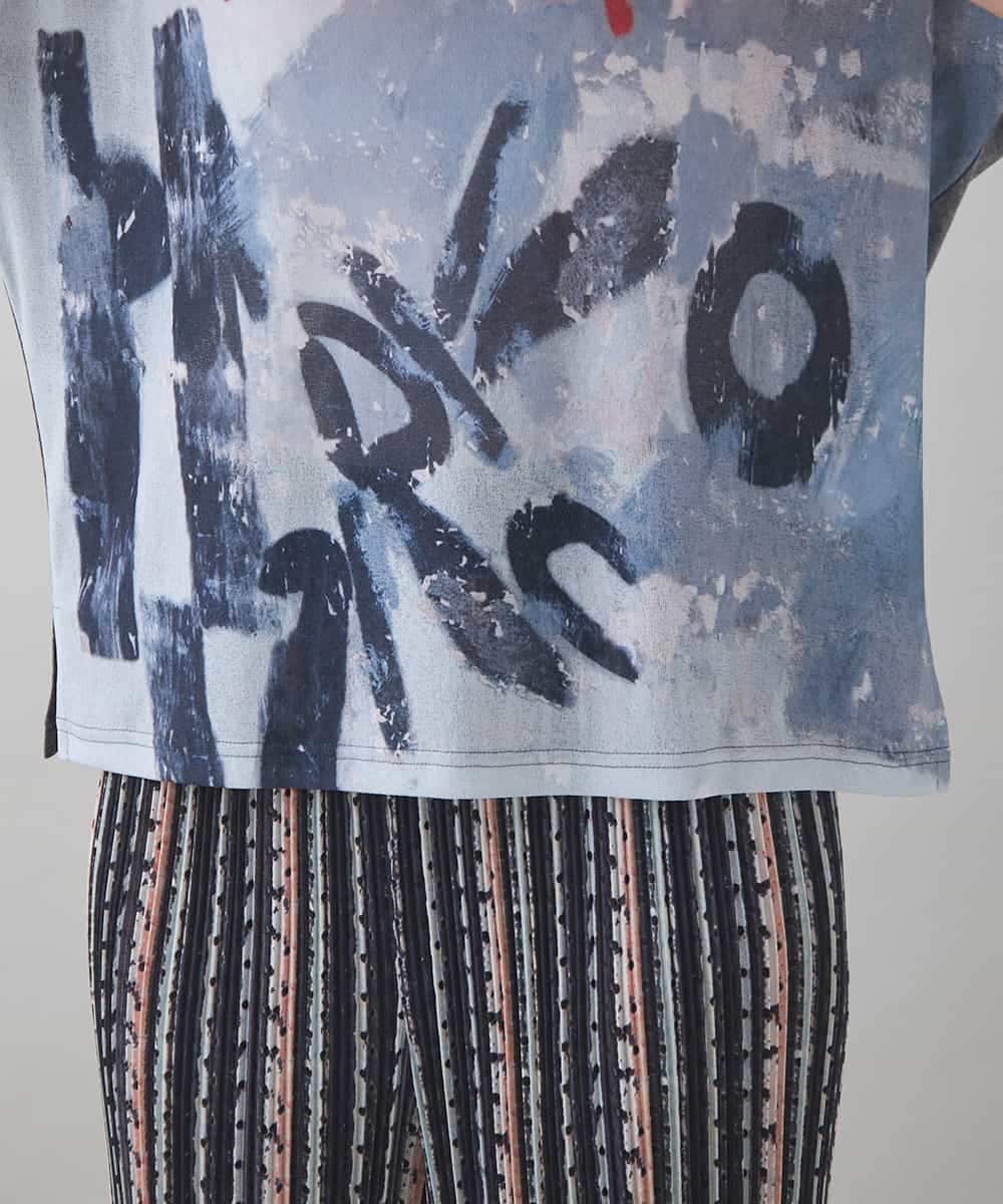 RSKJB08390 TRUNK HIROKO KOSHINO(ヒロココシノ) オリジナルプリントTシャツ /日本製/洗える グレー