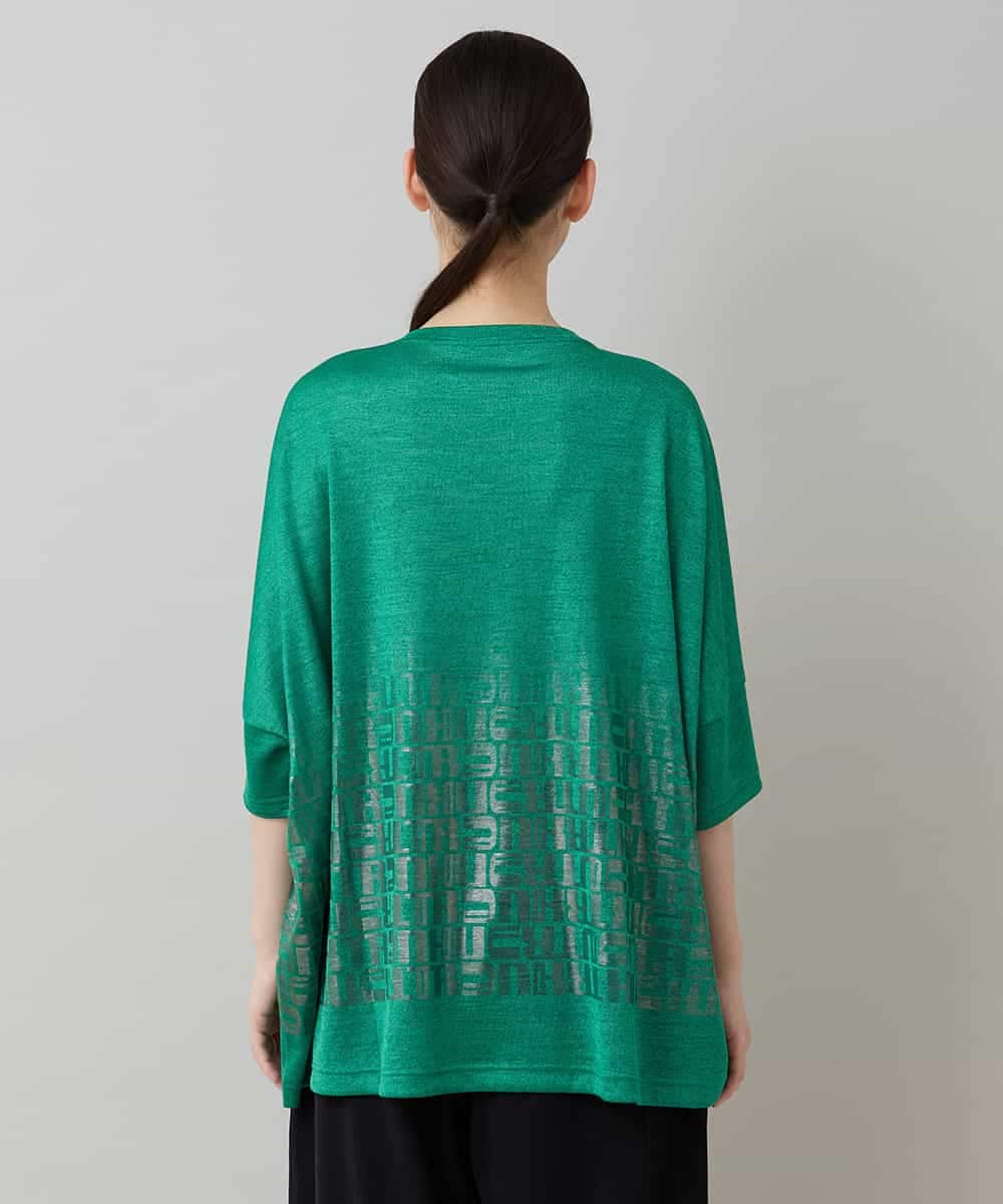 RSKJC30330 TRUNK HIROKO KOSHINO(ヒロココシノ) グリッターロゴカットソー/日本製/洗える グリーン