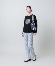 RSKJE12270 TRUNK HIROKO KOSHINO(ヒロココシノ) スパンコール×ロゴモチーフデザインカットソー/日本製/洗える アイボリー