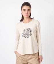 RSKJE12270 TRUNK HIROKO KOSHINO(ヒロココシノ) スパンコール×ロゴモチーフデザインカットソー/日本製/洗える アイボリー