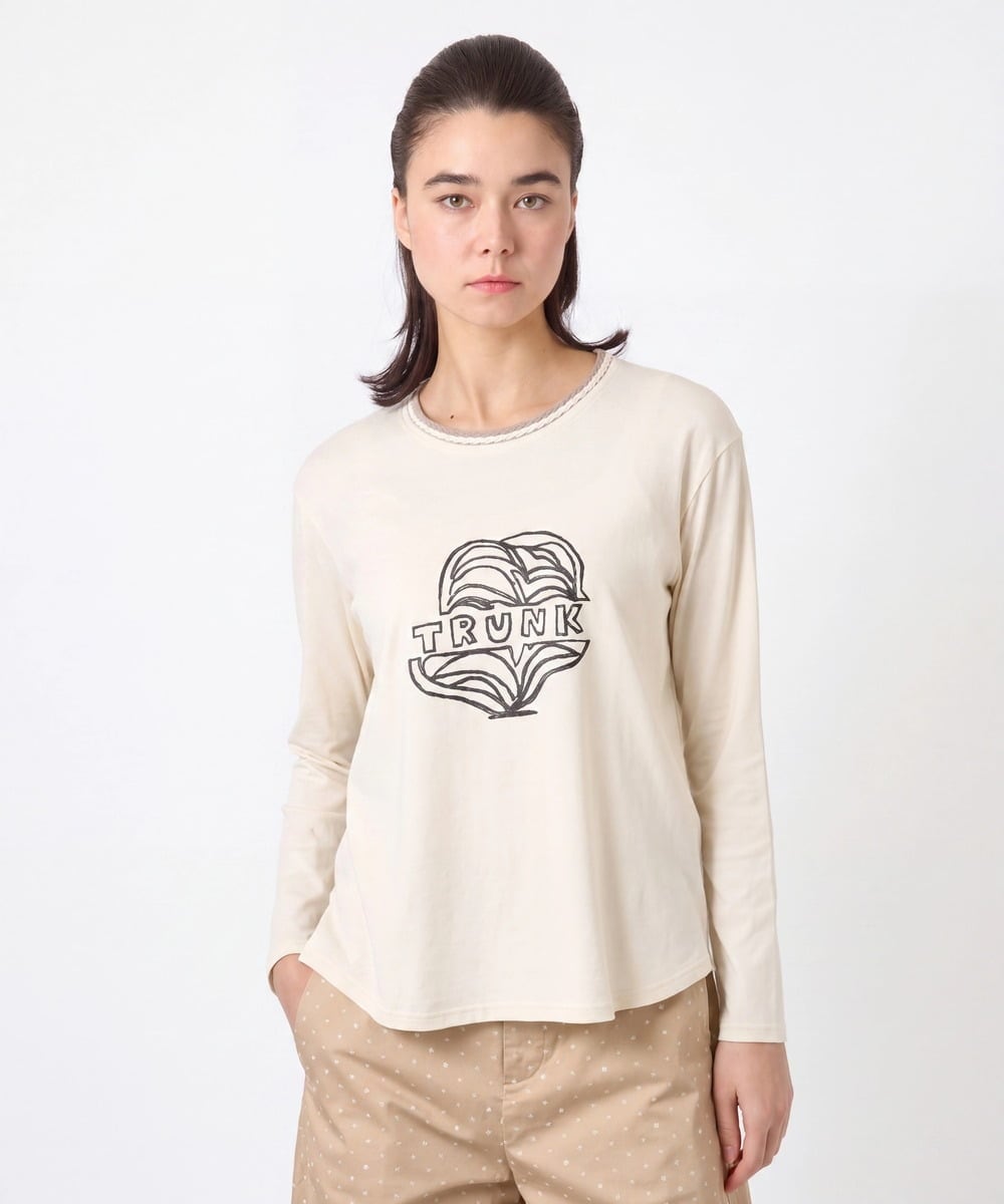 RSKJE12270 TRUNK HIROKO KOSHINO スパンコール×ロゴモチーフデザインカットソー/日本製/洗える