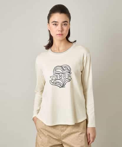 RSKJE12270 TRUNK HIROKO KOSHINO スパンコール×ロゴモチーフデザインカットソー/日本製/洗える