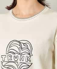 RSKJE12270 TRUNK HIROKO KOSHINO(ヒロココシノ) スパンコール×ロゴモチーフデザインカットソー/日本製/洗える アイボリー
