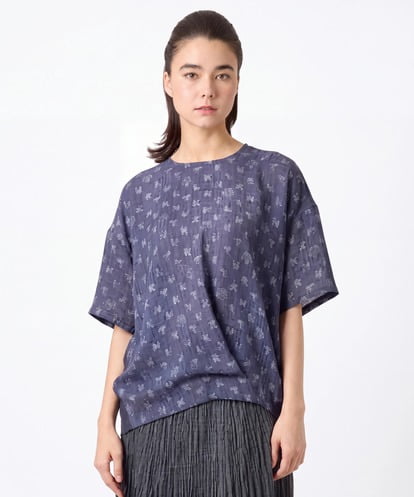 RSKJE14360 TRUNK HIROKO KOSHINO ロゴプリントブラウス/日本製/洗える