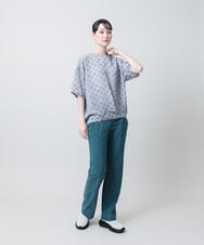 RSKJE14360 TRUNK HIROKO KOSHINO(ヒロココシノ) ロゴプリントブラウス/日本製/洗える ライトグレー