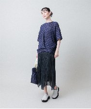 RSKJE14360 TRUNK HIROKO KOSHINO(ヒロココシノ) ロゴプリントブラウス/日本製/洗える ライトグレー
