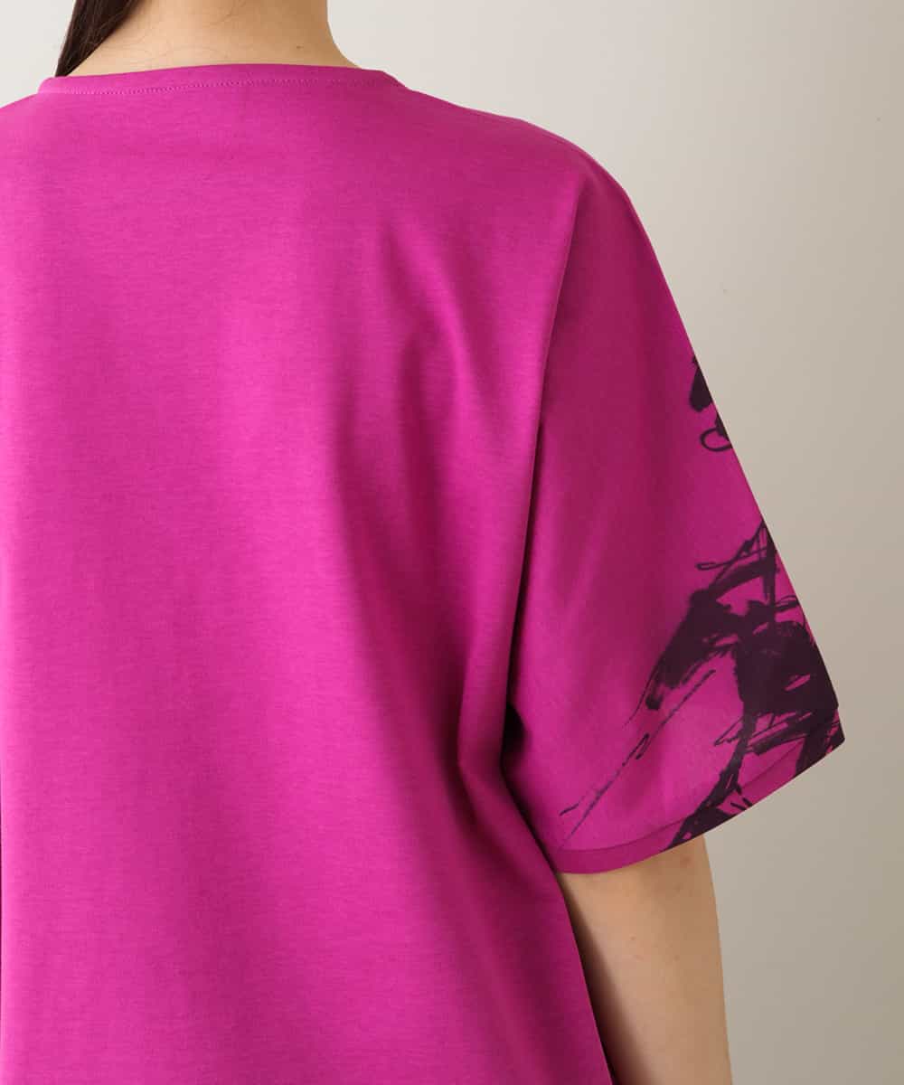 RSKJT04270 TRUNK HIROKO KOSHINO(ヒロココシノ) 【洗える/日本製】イラストアートデザインTシャツ ピンク