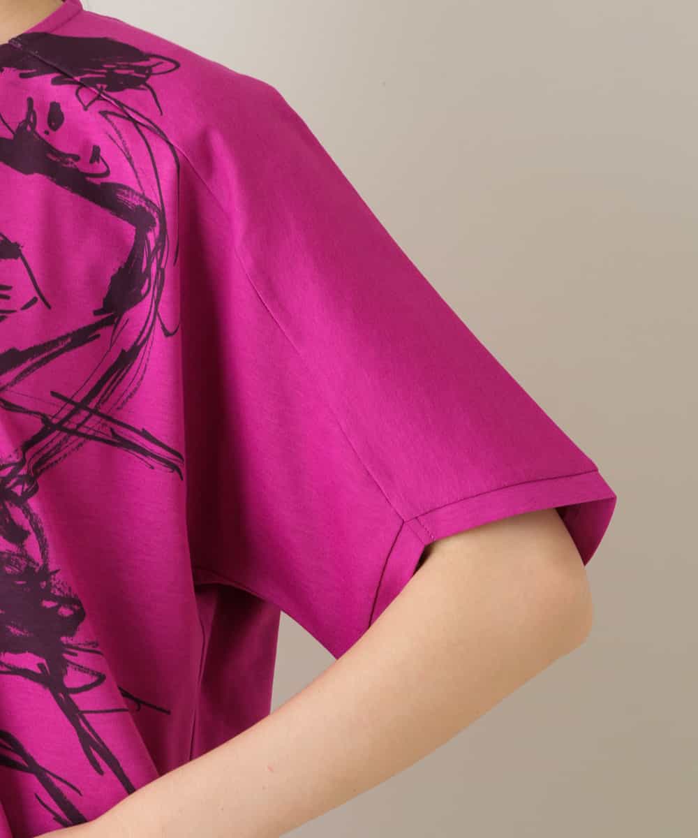 RSKJT04270 TRUNK HIROKO KOSHINO(ヒロココシノ) 【洗える/日本製】イラストアートデザインTシャツ ピンク