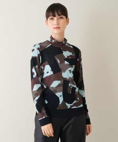 RSKJT15290 TRUNK HIROKO KOSHINO 【洗える】迷彩ロゴデザインシアーカットソー