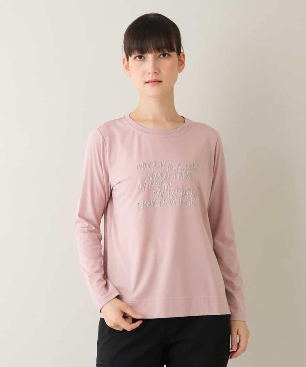 RSKJT17270 TRUNK HIROKO KOSHINO(ヒロココシノ) 【洗える/日本製】メッセージロゴ刺繍デザインTシャツ ピンク