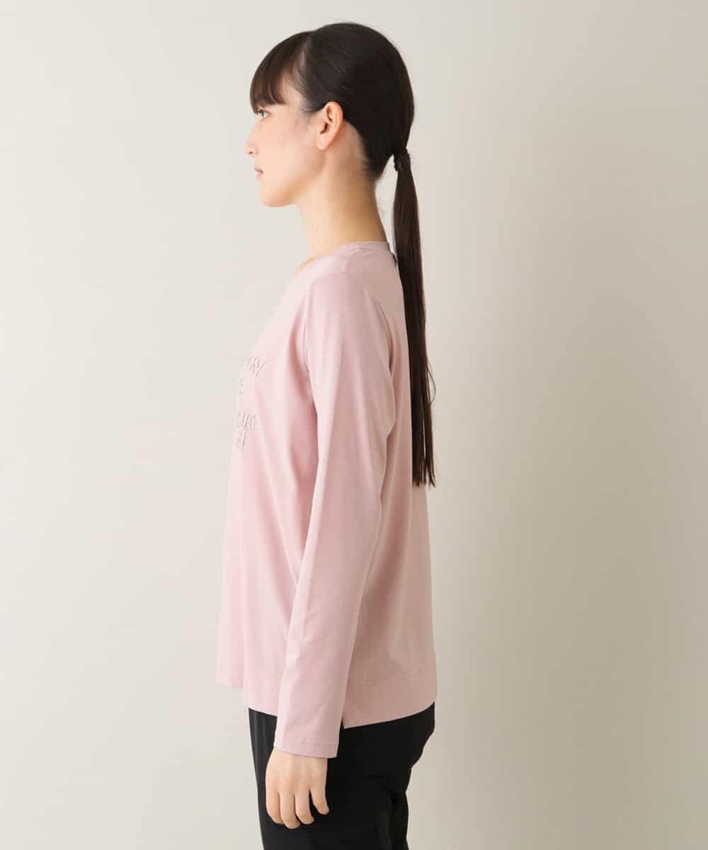 RSKJT17270 TRUNK HIROKO KOSHINO(ヒロココシノ) 【洗える/日本製】メッセージロゴ刺繍デザインTシャツ ピンク