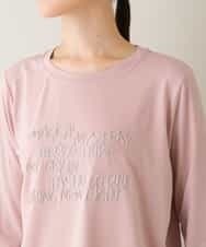 RSKJT17270 TRUNK HIROKO KOSHINO(ヒロココシノ) 【洗える/日本製】メッセージロゴ刺繍デザインTシャツ ピンク