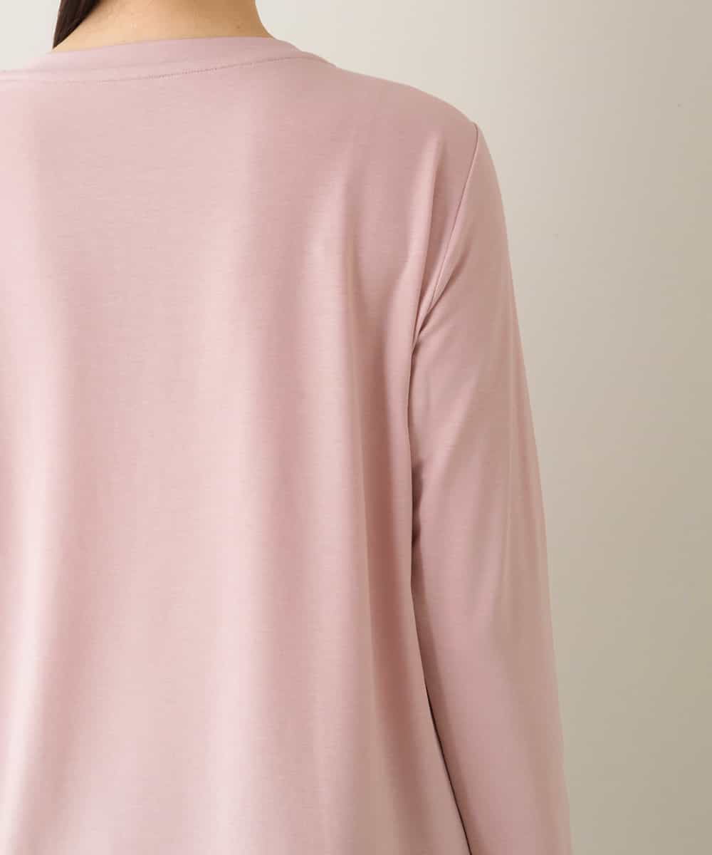 RSKJT17270 TRUNK HIROKO KOSHINO(ヒロココシノ) 【洗える/日本製】メッセージロゴ刺繍デザインTシャツ ピンク