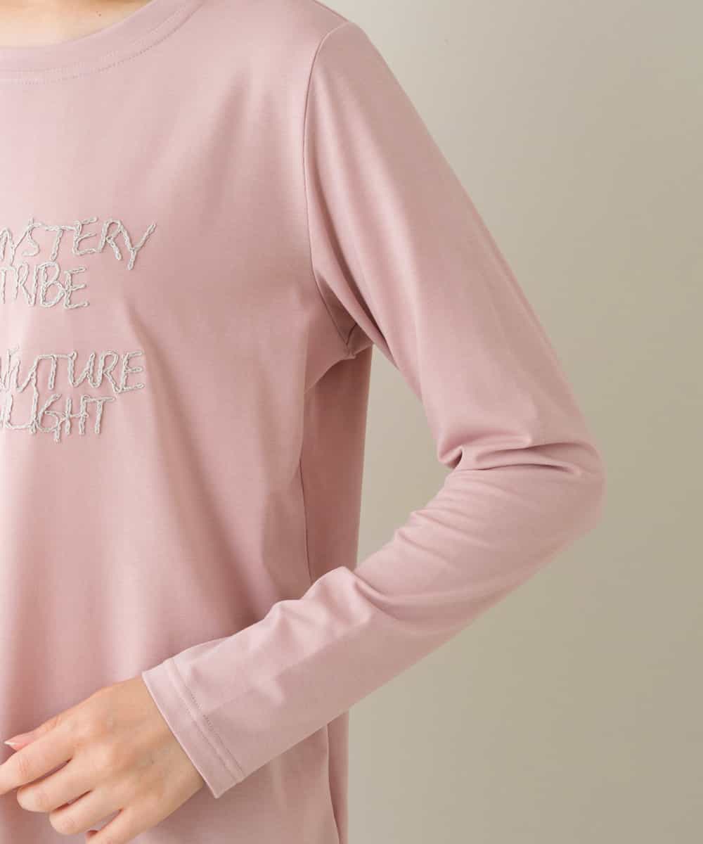 RSKJT17270 TRUNK HIROKO KOSHINO(ヒロココシノ) 【洗える/日本製】メッセージロゴ刺繍デザインTシャツ ピンク