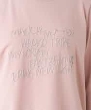 RSKJT17270 TRUNK HIROKO KOSHINO(ヒロココシノ) 【洗える/日本製】メッセージロゴ刺繍デザインTシャツ ピンク