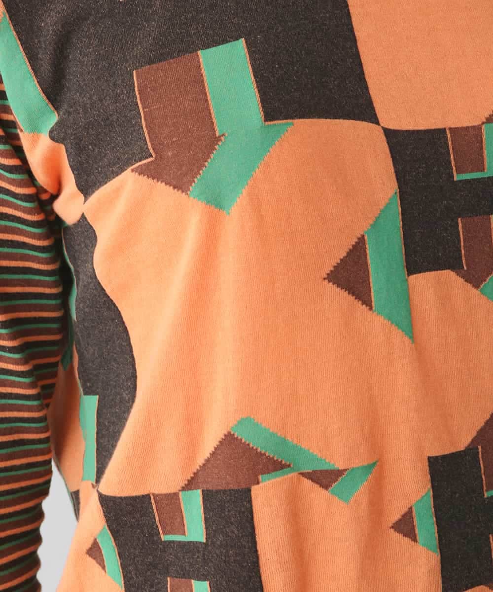 RSKJT37320 TRUNK HIROKO KOSHINO(ヒロココシノ) 【洗える/日本製】HKロゴボーダーデザインTシャツ オレンジ