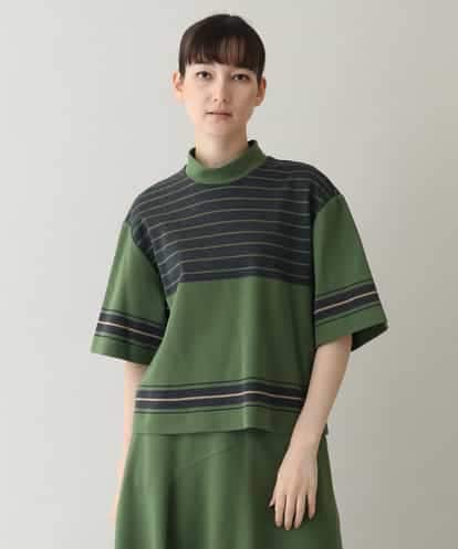 RSKJX21330 TRUNK HIROKO KOSHINO ジャカードボーダーショート丈プルオーバー/日本製/洗える