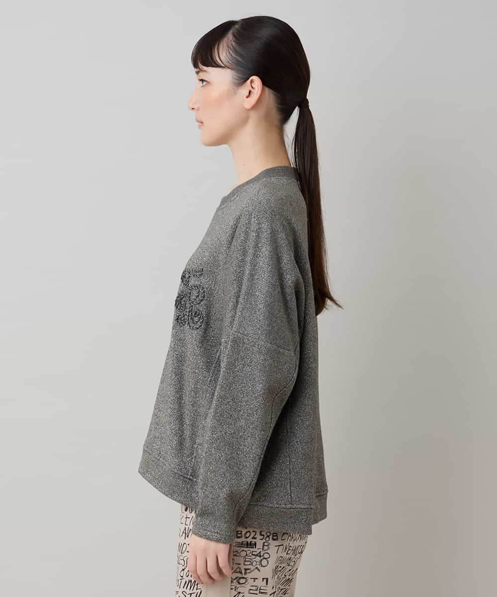 RSKLB03390 TRUNK HIROKO KOSHINO(ヒロココシノ) グリッター裏毛プルオーバー/日本製/洗える ダークグレー