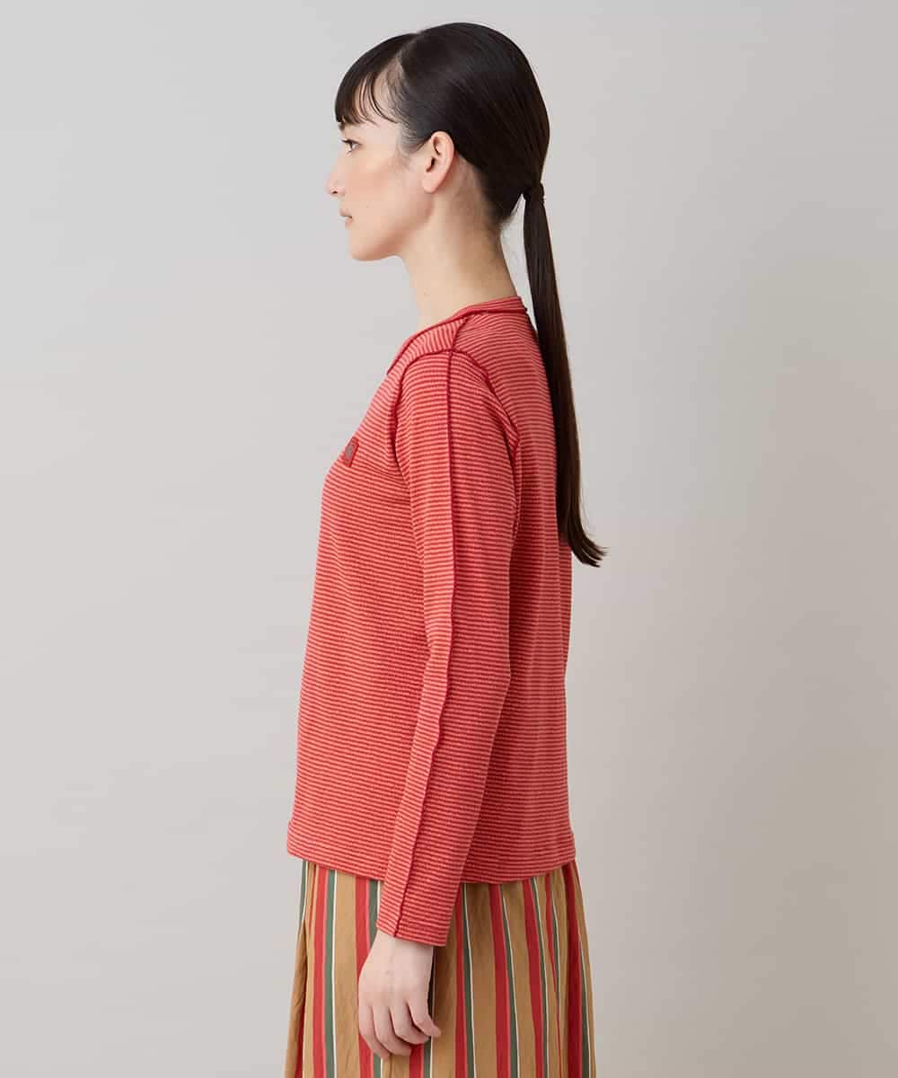 RSKLB07290 TRUNK HIROKO KOSHINO(ヒロココシノ) ハイストレッチボーダーカットソー/日本製/洗える レッド