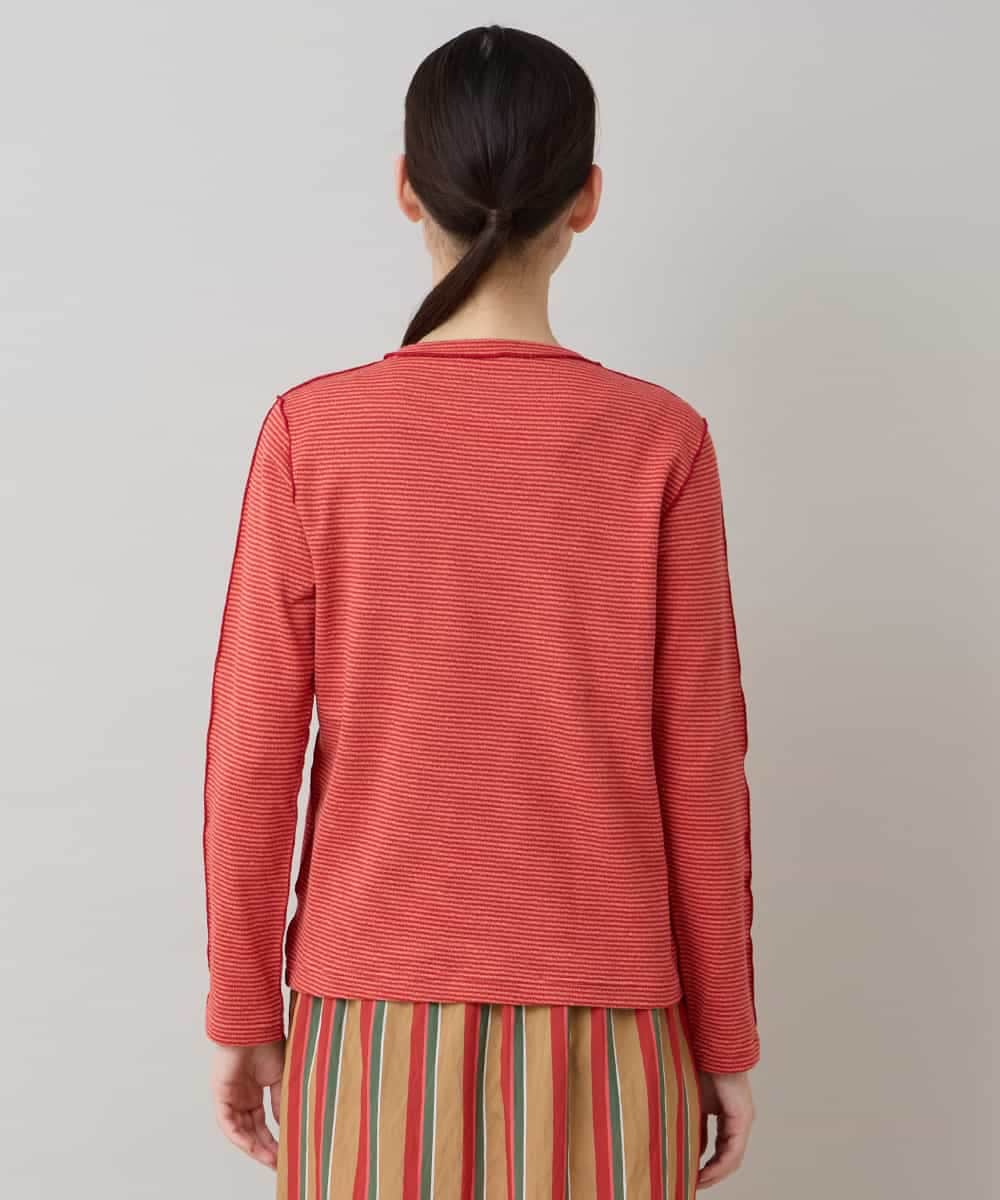 RSKLB07290 TRUNK HIROKO KOSHINO(ヒロココシノ) ハイストレッチボーダーカットソー/日本製/洗える レッド