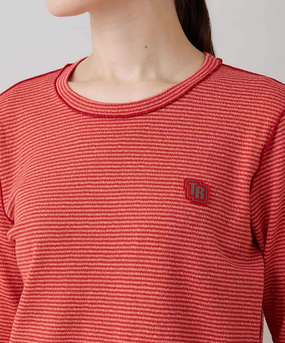 RSKLB07290 TRUNK HIROKO KOSHINO(ヒロココシノ) ハイストレッチボーダーカットソー/日本製/洗える レッド