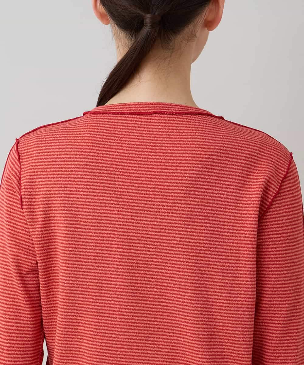 RSKLB07290 TRUNK HIROKO KOSHINO(ヒロココシノ) ハイストレッチボーダーカットソー/日本製/洗える レッド