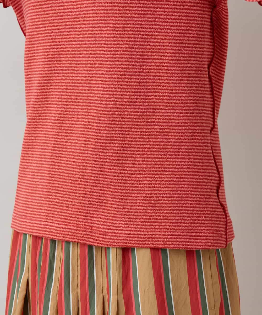RSKLB07290 TRUNK HIROKO KOSHINO(ヒロココシノ) ハイストレッチボーダーカットソー/日本製/洗える レッド
