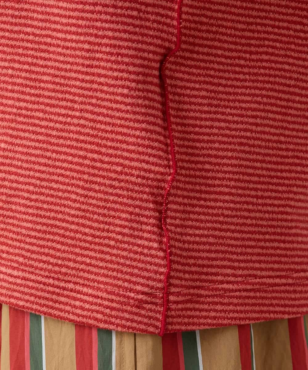 RSKLB07290 TRUNK HIROKO KOSHINO(ヒロココシノ) ハイストレッチボーダーカットソー/日本製/洗える レッド