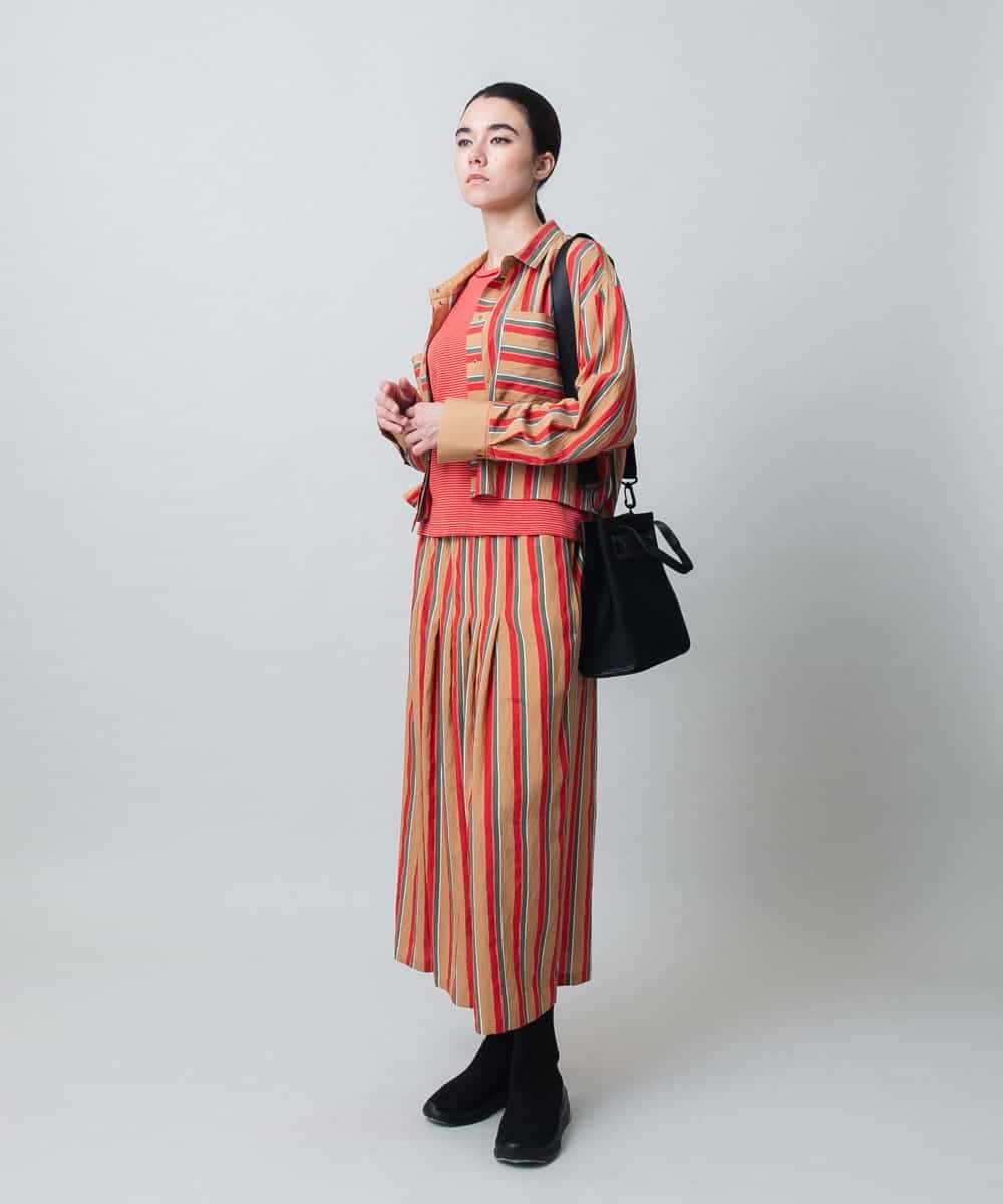RSKLB07290 TRUNK HIROKO KOSHINO(ヒロココシノ) ハイストレッチボーダーカットソー/日本製/洗える レッド