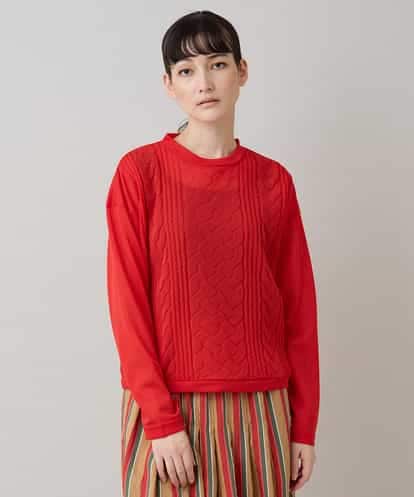 RSKLB19390 TRUNK HIROKO KOSHINO ケーブル編柄エンボスデザインプルオーバー/洗える