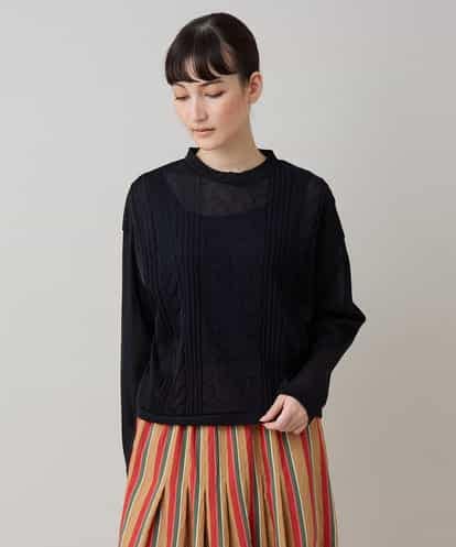 RSKLB19390 TRUNK HIROKO KOSHINO ケーブル編柄エンボスデザインプルオーバー/洗える