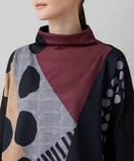 RSKLC70360 TRUNK HIROKO KOSHINO(ヒロココシノ) 【WEB/京王百貨店新宿店限定】アートプリントボトルネックプルオーバー/日本製/洗える ブラック