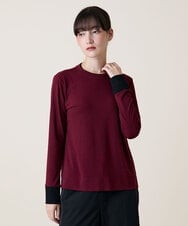 RSKLD07270 TRUNK HIROKO KOSHINO(ヒロココシノ) アルガンオイル配色カットソー/日本製/洗える レッド