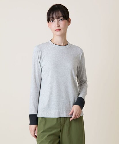 RSKLD07270 TRUNK HIROKO KOSHINO アルガンオイル配色カットソー/日本製/洗える