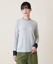 RSKLD07270 TRUNK HIROKO KOSHINO(ヒロココシノ) アルガンオイル配色カットソー/日本製/洗える グレー
