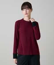 RSKLD07270 TRUNK HIROKO KOSHINO(ヒロココシノ) アルガンオイル配色カットソー/日本製/洗える レッド