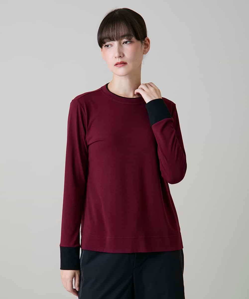 RSKLD07270 TRUNK HIROKO KOSHINO(ヒロココシノ) アルガンオイル配色カットソー/日本製/洗える レッド