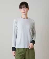 RSKLD07270 TRUNK HIROKO KOSHINO(ヒロココシノ) アルガンオイル配色カットソー/日本製/洗える グレー