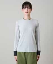 RSKLD07270 TRUNK HIROKO KOSHINO(ヒロココシノ) アルガンオイル配色カットソー/日本製/洗える グレー