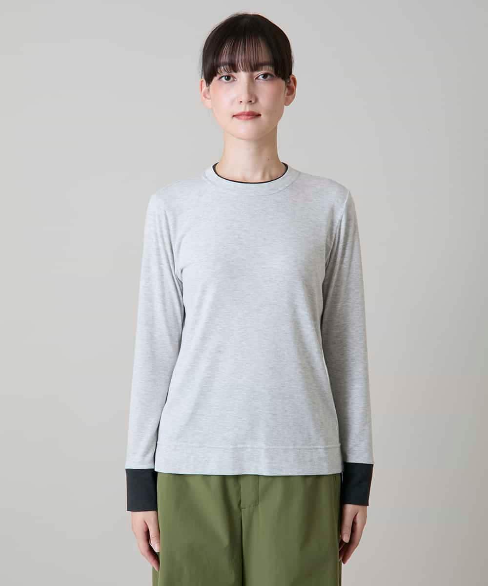 RSKLD07270 TRUNK HIROKO KOSHINO(ヒロココシノ) アルガンオイル配色カットソー/日本製/洗える グレー