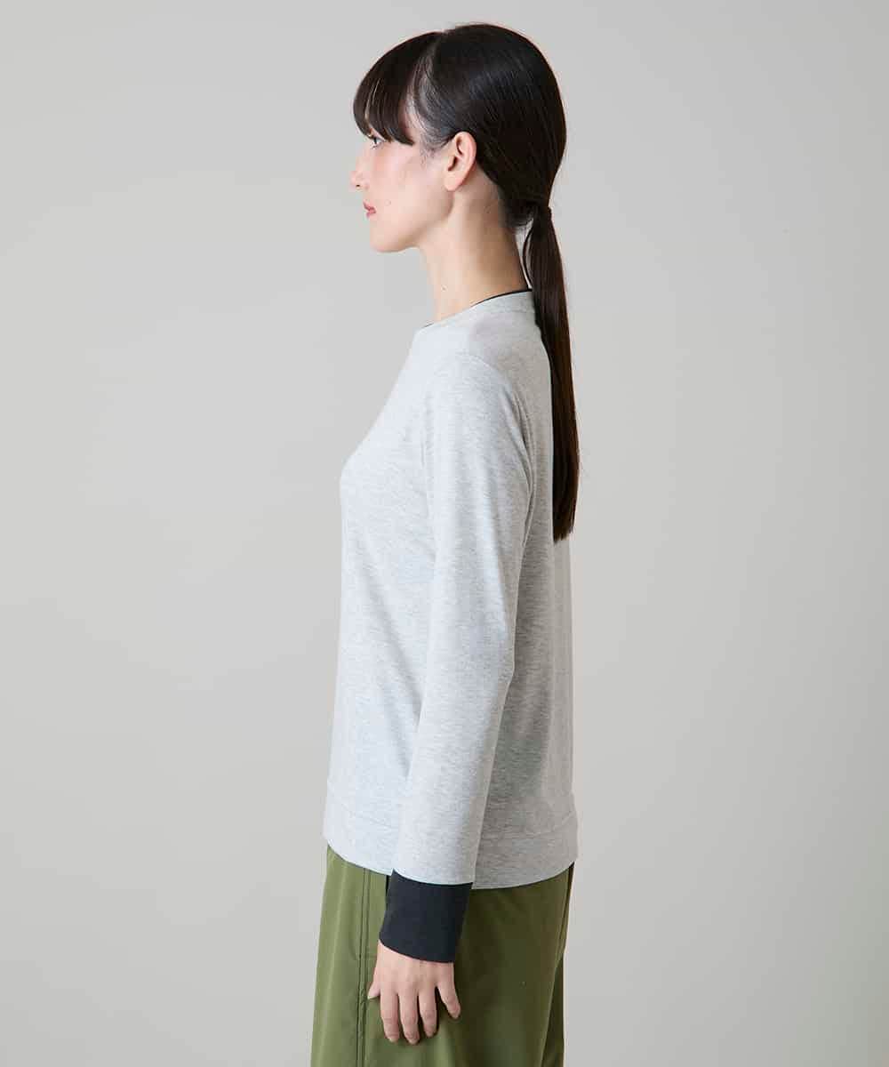 RSKLD07270 TRUNK HIROKO KOSHINO(ヒロココシノ) アルガンオイル配色カットソー/日本製/洗える グレー