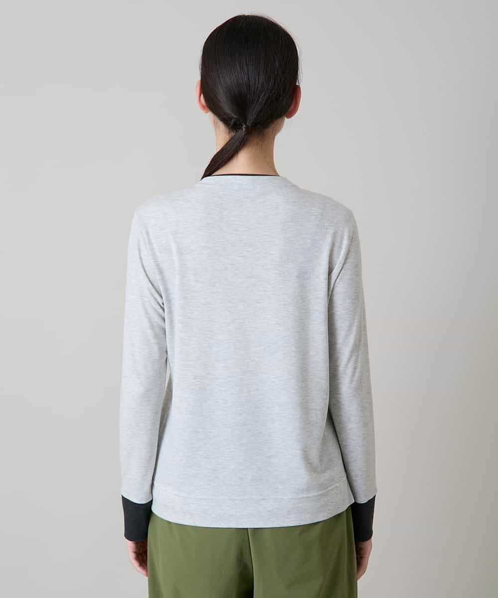 RSKLD07270 TRUNK HIROKO KOSHINO(ヒロココシノ) アルガンオイル配色カットソー/日本製/洗える グレー