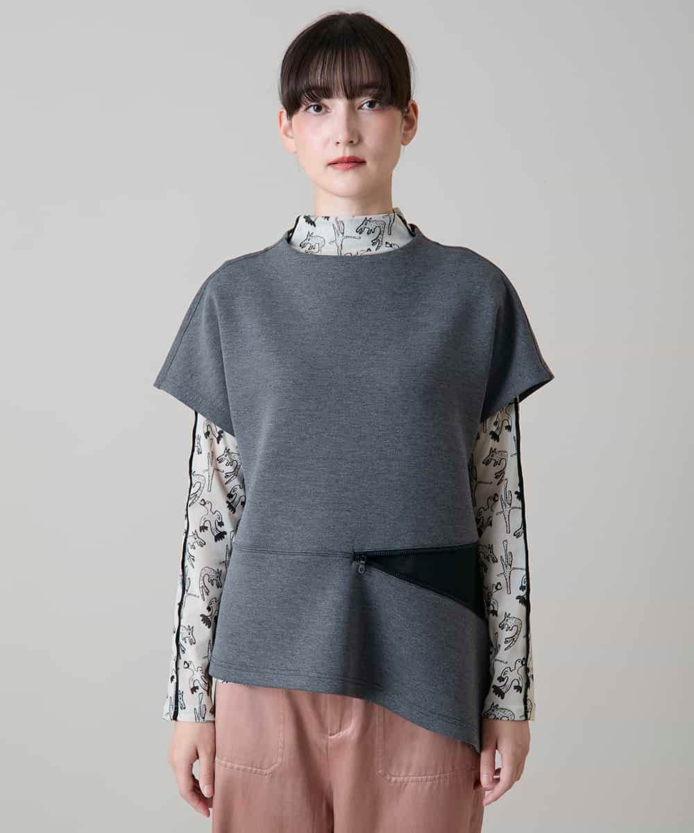 RSKLD11430 TRUNK HIROKO KOSHINO(ヒロココシノ) フォルムチェンジカットソー/洗える グレー