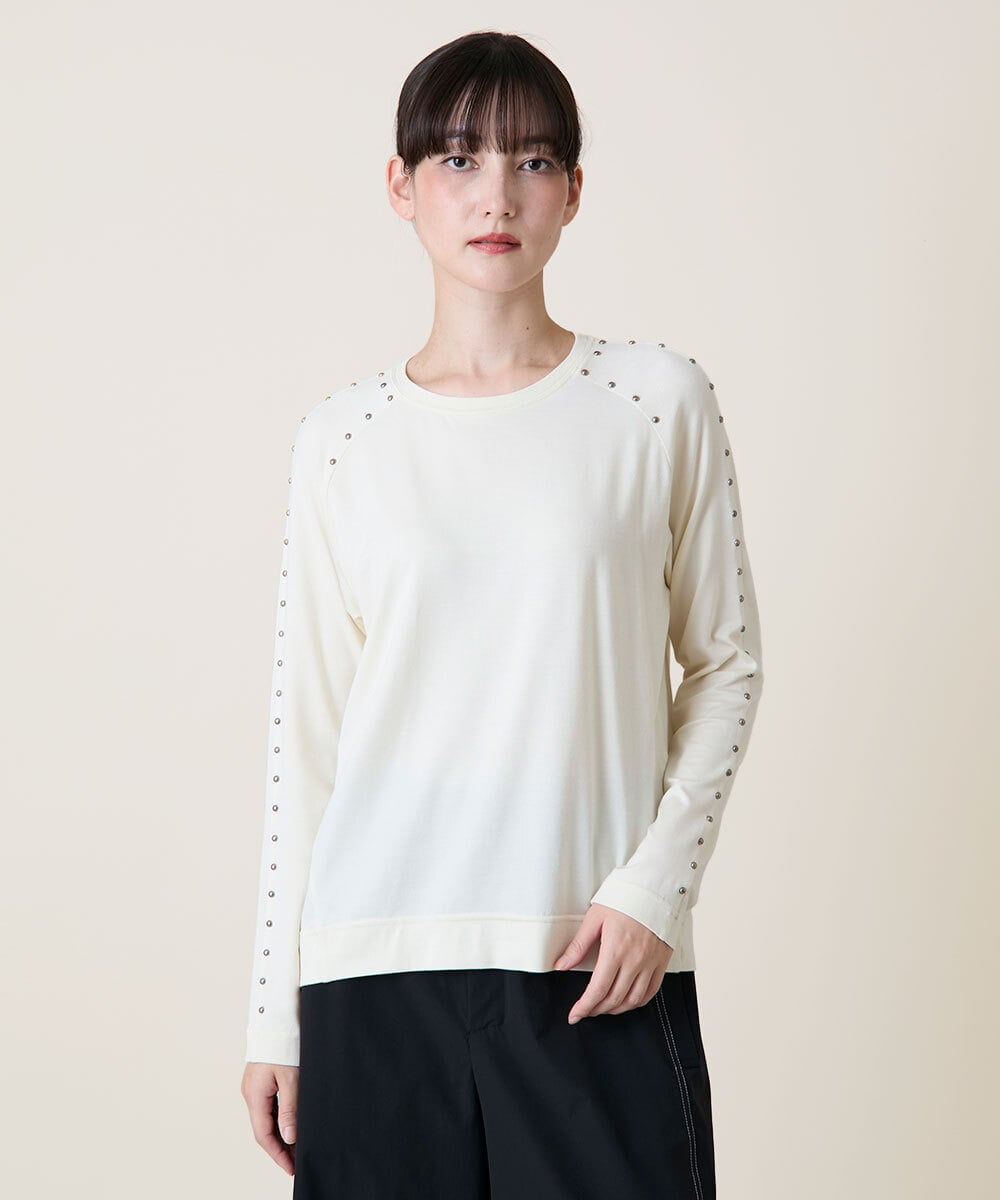 RSKLD15390 TRUNK HIROKO KOSHINO スタッズアクセントデザインカットソー/洗える