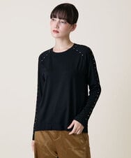 RSKLD15390 TRUNK HIROKO KOSHINO(ヒロココシノ) スタッズアクセントデザインカットソー/洗える ブラック