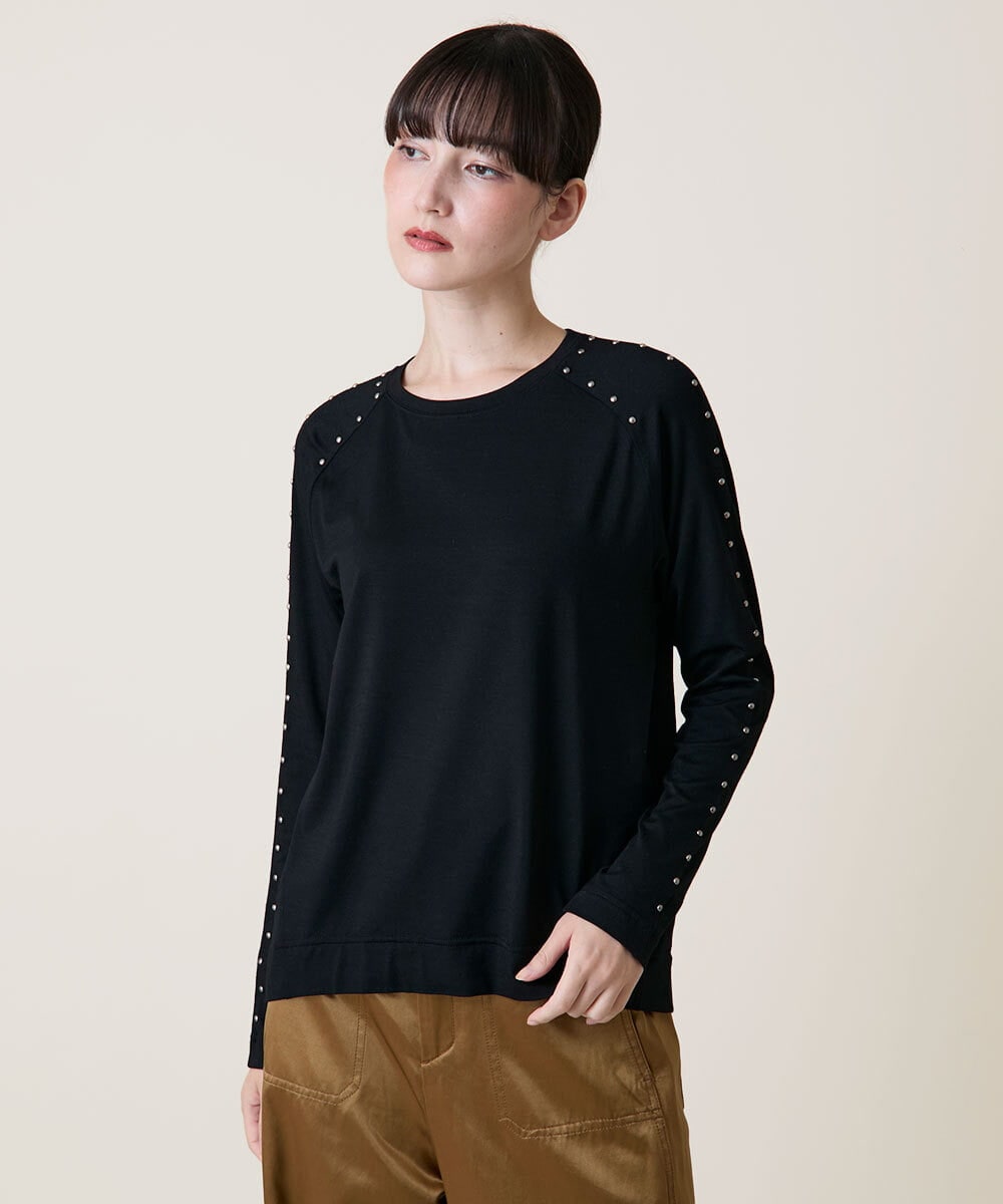 RSKLD15390 TRUNK HIROKO KOSHINO(ヒロココシノ) スタッズアクセントデザインカットソー/洗える ブラック