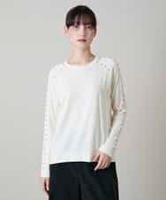 RSKLD15390 TRUNK HIROKO KOSHINO(ヒロココシノ) スタッズアクセントデザインカットソー/洗える アイボリー