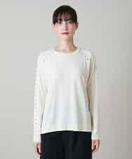 RSKLD15390 TRUNK HIROKO KOSHINO(ヒロココシノ) スタッズアクセントデザインカットソー/洗える アイボリー