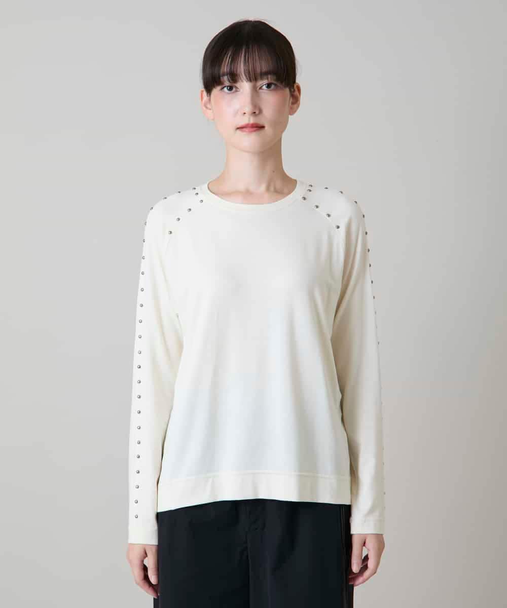 RSKLD15390 TRUNK HIROKO KOSHINO(ヒロココシノ) スタッズアクセントデザインカットソー/洗える アイボリー