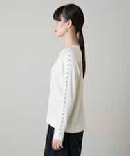 RSKLD15390 TRUNK HIROKO KOSHINO(ヒロココシノ) スタッズアクセントデザインカットソー/洗える アイボリー